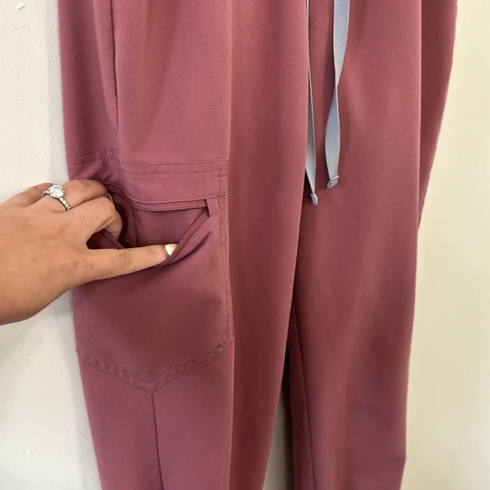 FIGS Zamora High Waisted Jogger Scrub Pant Mauve Size Small Petite - Picture 6 of 13